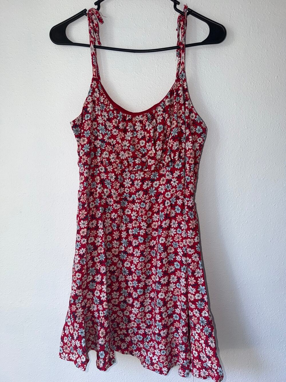 Lily Rose Red White Floral Print Baby Doll Spaghetti Strap Sun Dress Size XXL
